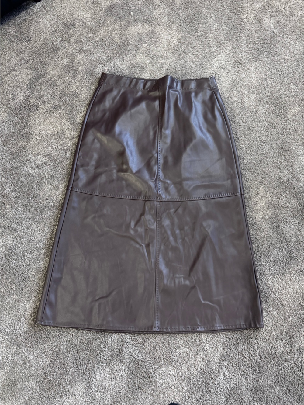 Max Studio Dark Brown Faux Leather Midi Skirt